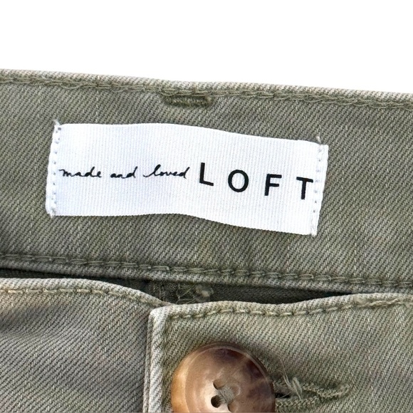 LOFT 28/6 Frayed Hem High Rise Skinny Crop Jeans Garden Green Cotton-Elastane - Picture 7 of 8